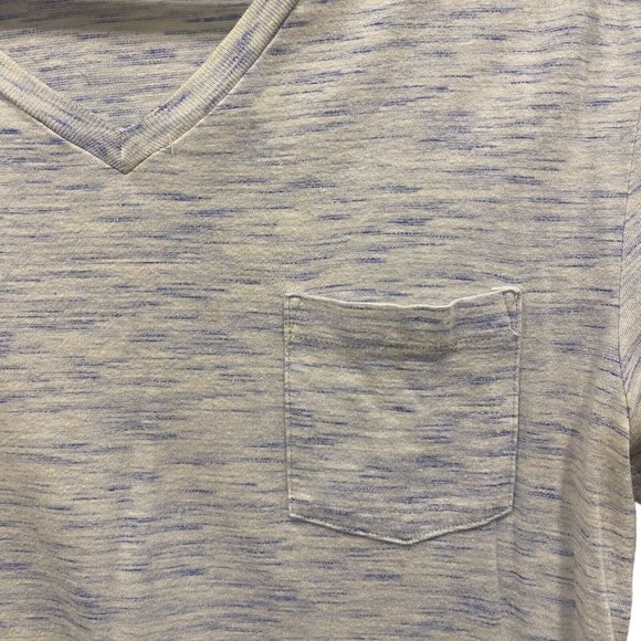 EXPRESS Men's White Gray Blue V Neck Casual Stretch Space Dyed T-Shirt MEDIUM - Picture 2 of 8